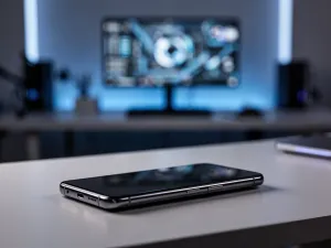 Mężczyzna trzymający w dłoni iPhone’a 13, prezentujący nowoczesny design i układ podwójnego aparatu smartfona.